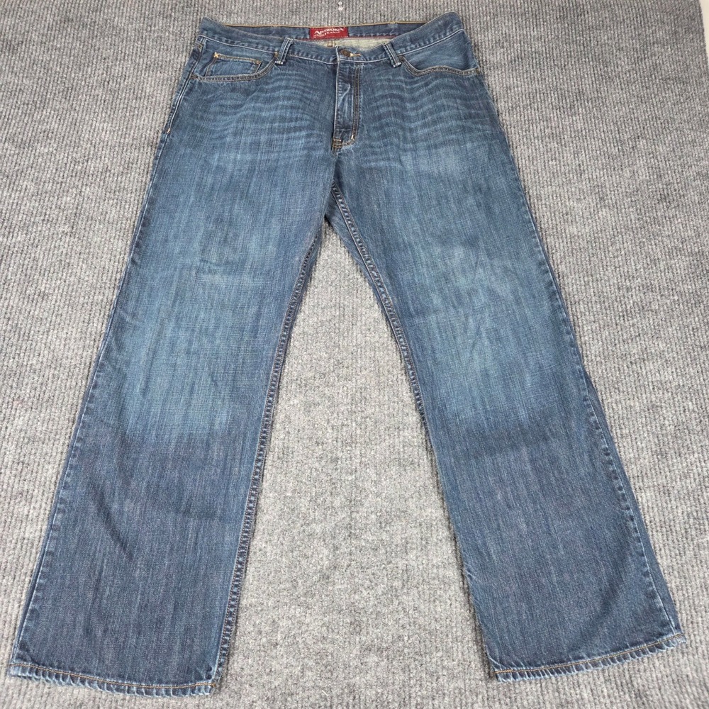 Arizona Jean Co Mens Loose Straight Jeans Blue Denim Size 38x32